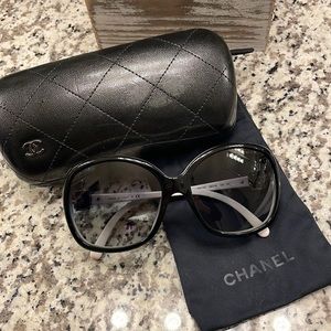 Real Chanel white framed sunglasses